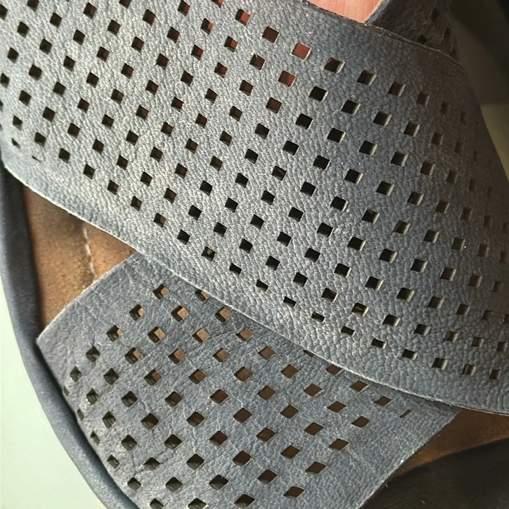Clarks Artisan Clarene Award Blue Nubuck Slingback Wedge Sandals
